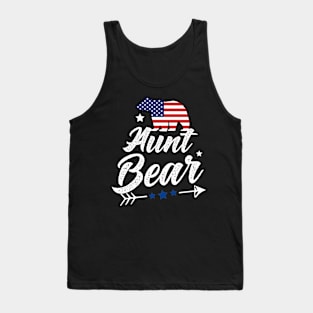 Aunt Bear Patriotic Flag Matching 4th Of July Tank Top